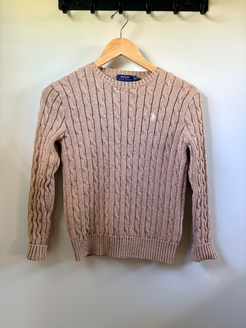 Brown Tan Ralph Lauren Cable Knit Sweater M